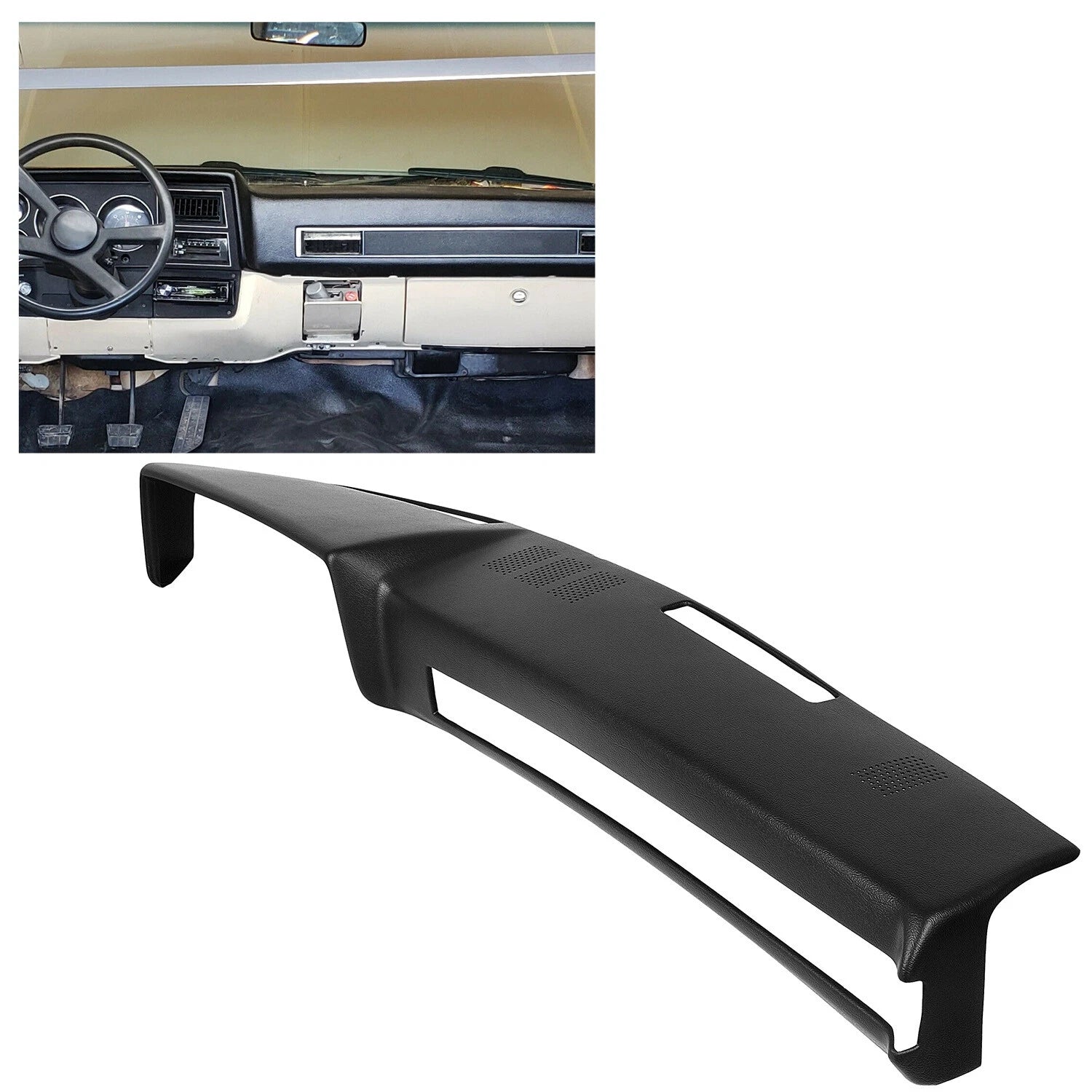 Dash Cover Cap for Chevy GMC Full Size Pickup SUV (1981–1991) Black Plastic