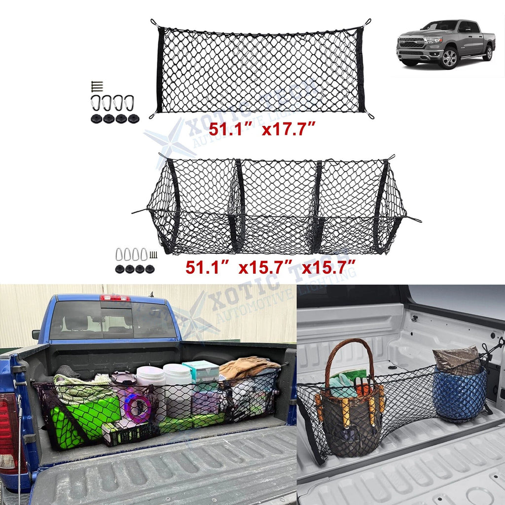 Rear Trunk Bed Envelope Style Mesh Cargo Net Combo Kit for Dodge Ram (2019–2024)