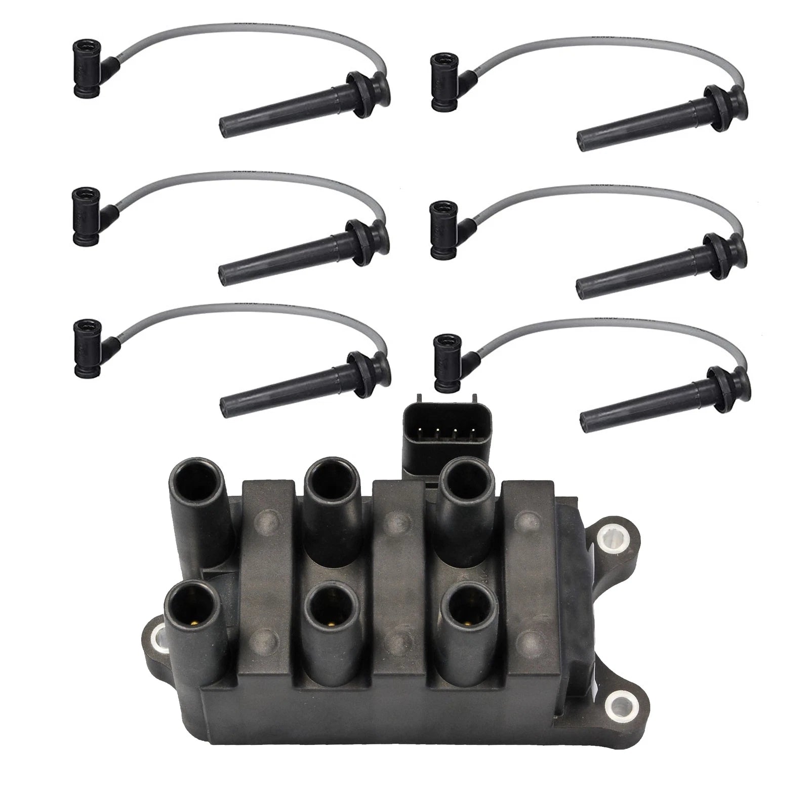 Ignition Coil & Spark Plug Wire Set 8mm for Ford Mercury 3.0L V6 (1995–2005)