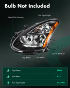 Headlight Assembly Pair for Nissan Rogue (2008–2013) Black Housing Amber