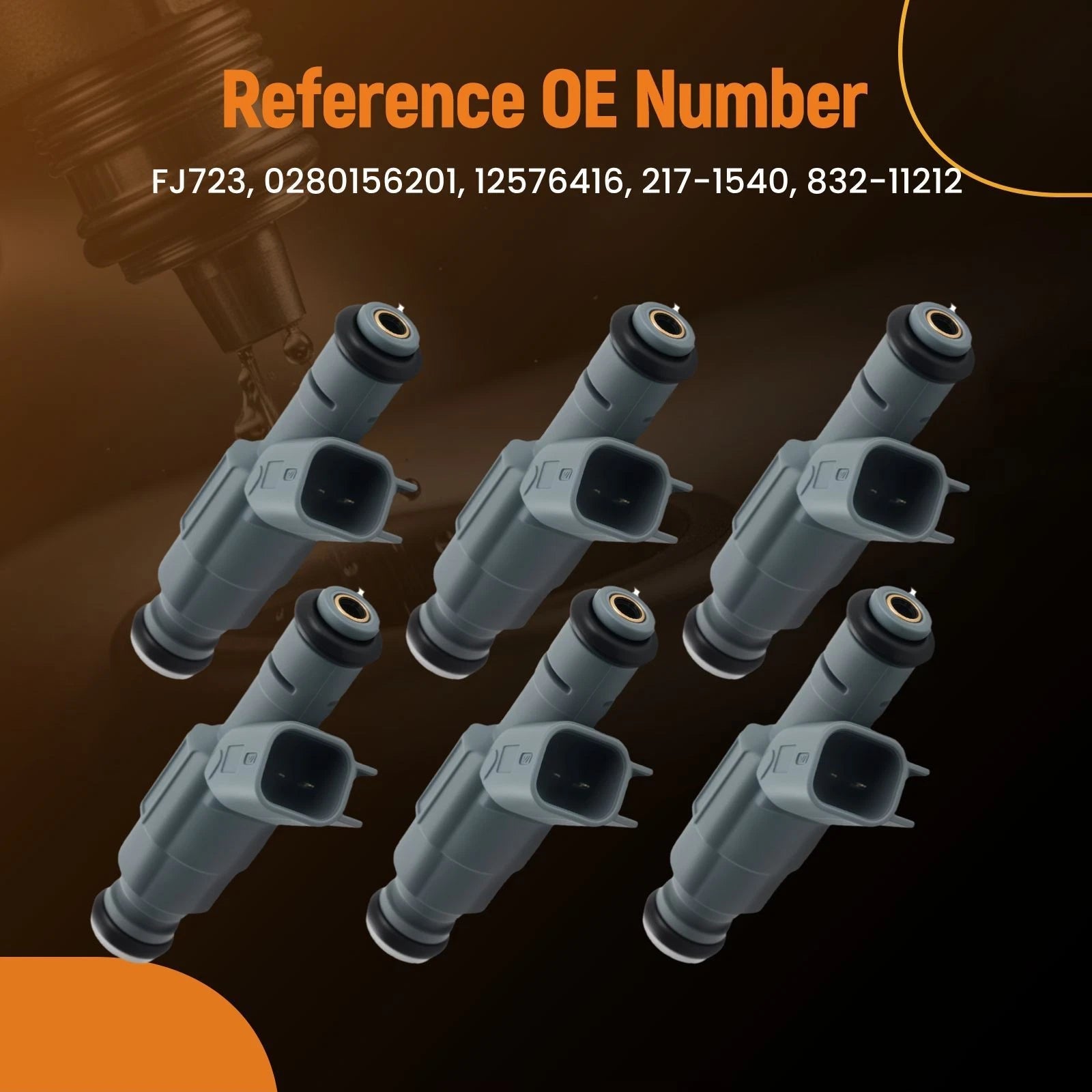 6 Fuel Injectors for Pontiac Grand Prix GT V6 3.8L (2004–2007) 12576416
