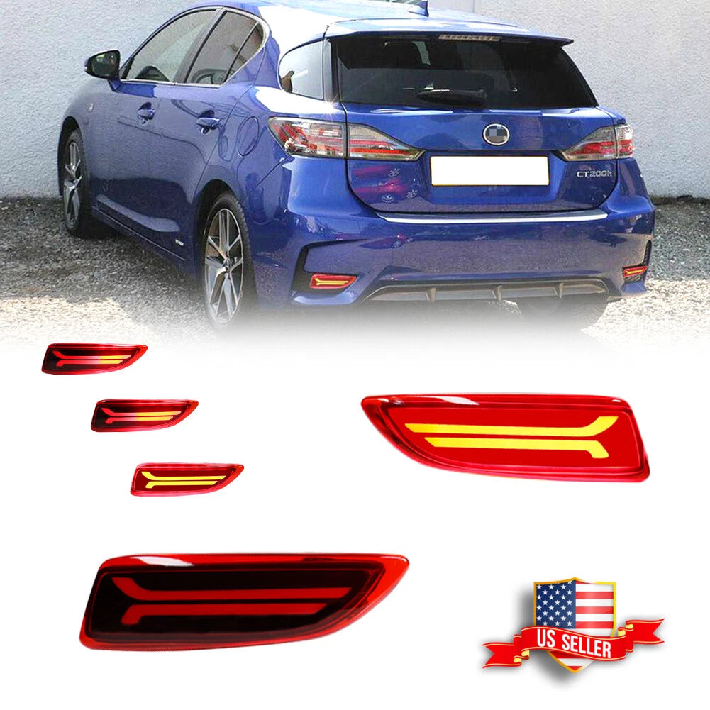 Red LED Rear Reflector Brake Signal Lights for Toyota Corolla Lexus CT200h (2011–2013)