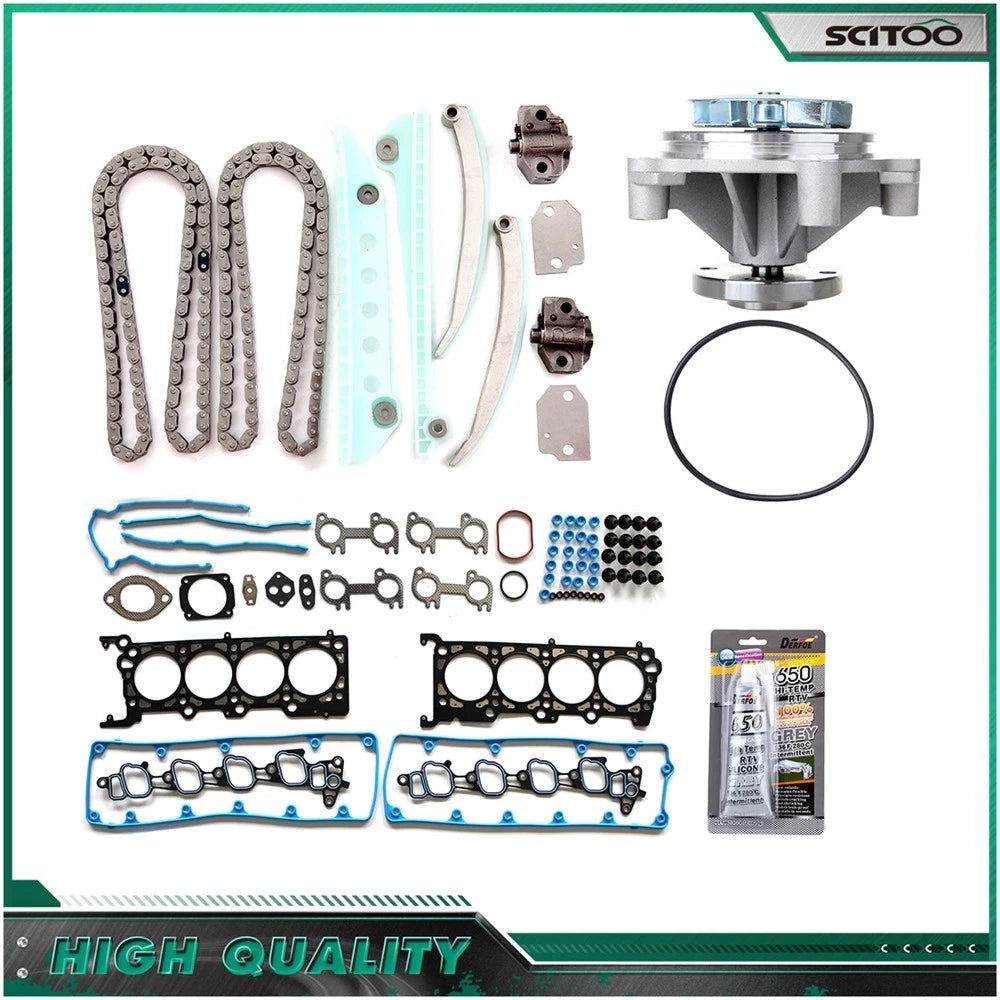 Head Gasket Set & Timing Chain Kit with Water Pump for Ford Mustang GT (2002–2004)