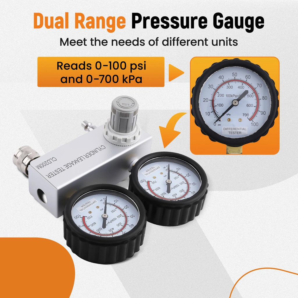 Cylinder Leakage Leakdown Detector Tool Kit with Adapters for Universal Use