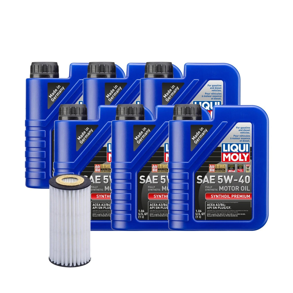 6L Liqui Moly Synthoil Premium SAE 5W-40 Oil Change Kit for Audi 1.8/2.0L (2000–2023)
