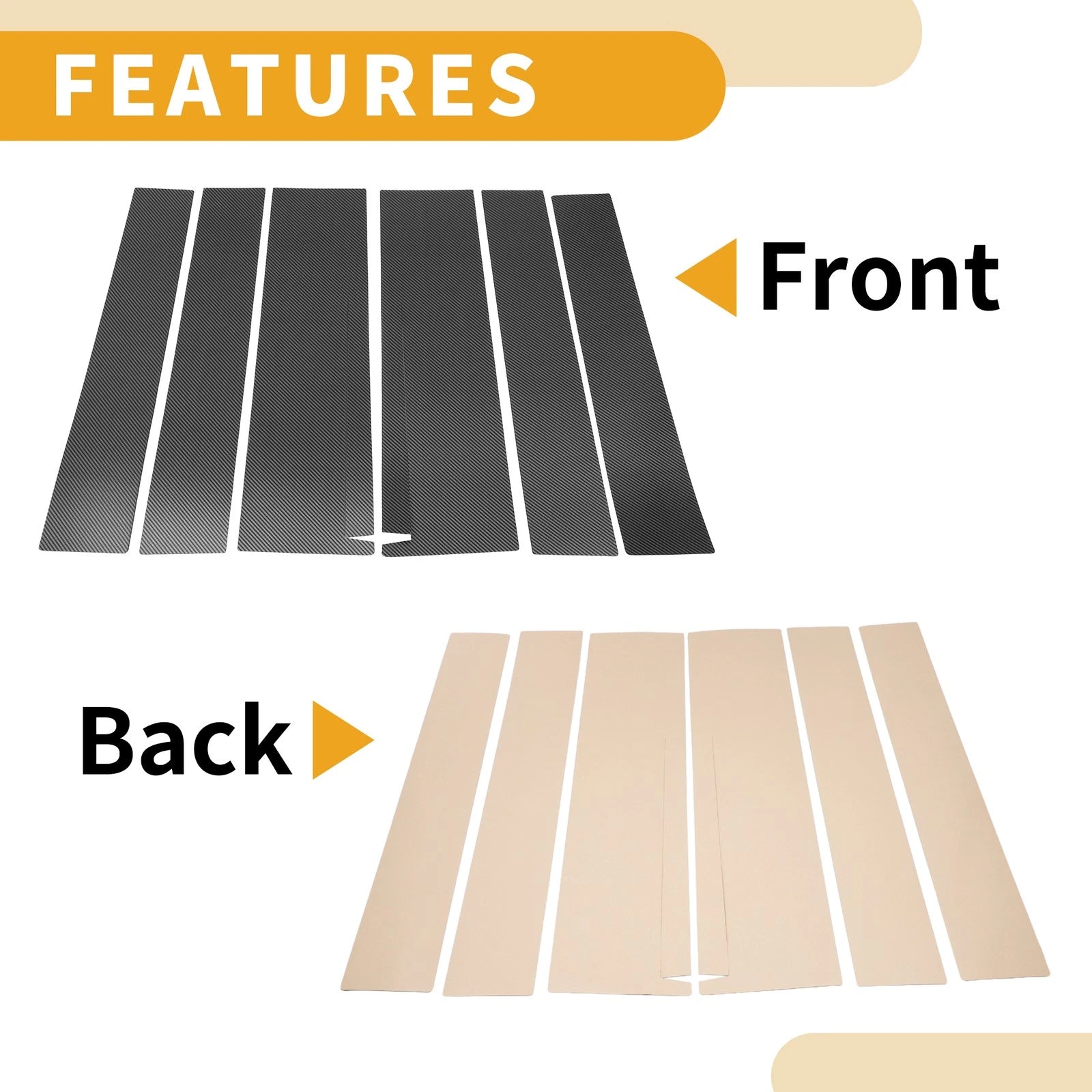 6 Pcs Door Pillar Window Trim for Honda STEPWGN (2022–2024) Carbon Fiber Black
