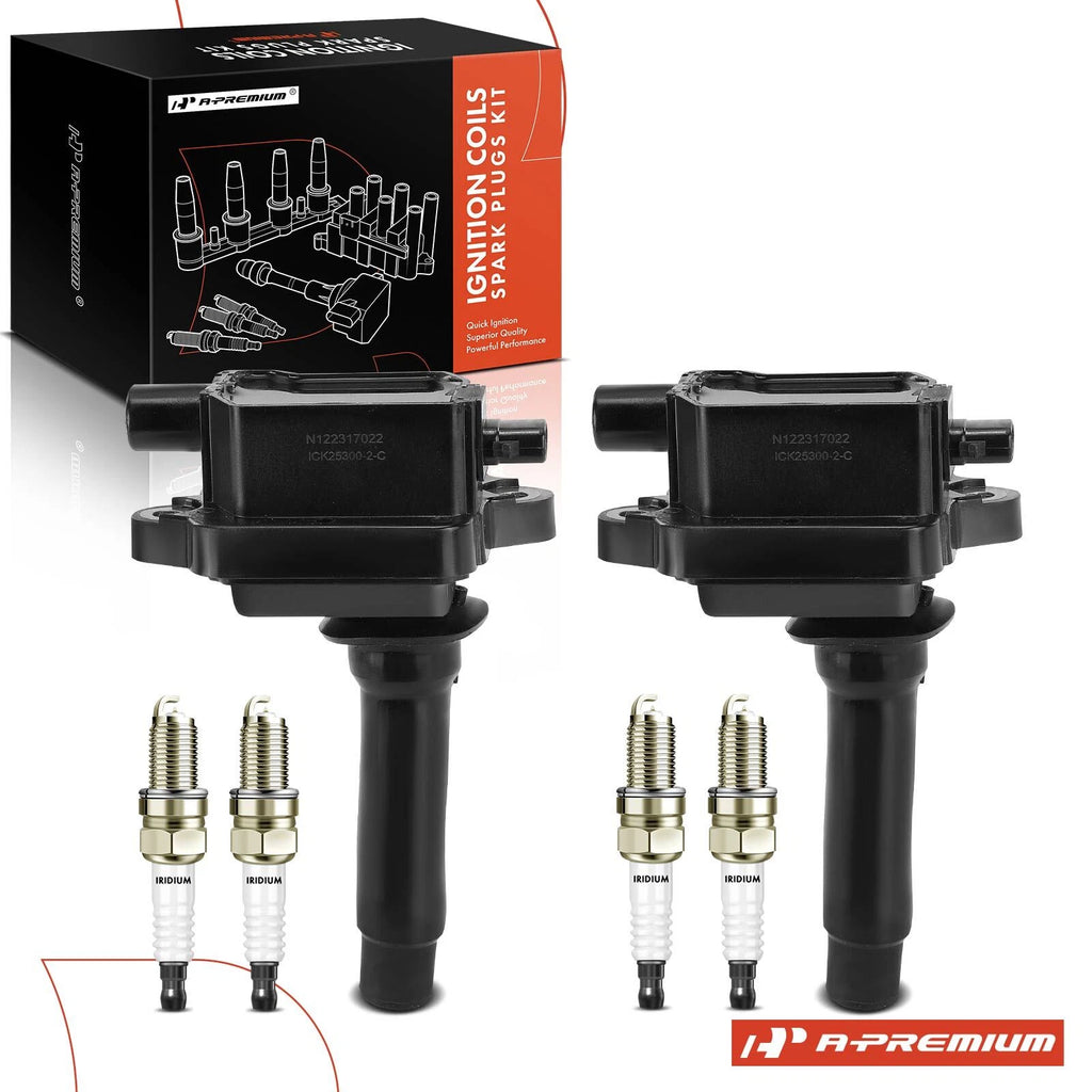 2X Ignition Coil & 4X Iridium Spark Plug for Kia Sephia (1998–2001)