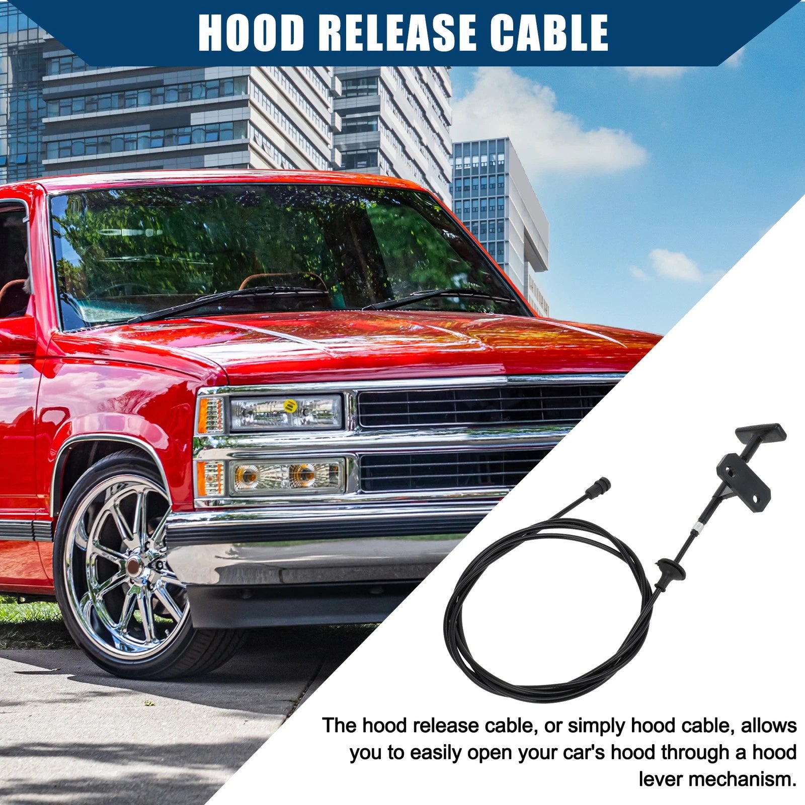 Hood Release Cable for Chevrolet Suburban R1500 (1989–1991) No.14039963 Black