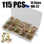 115PCS M6-22 Spring Hose Clamps for Fuel Water Line Pipe Air Tube Clips