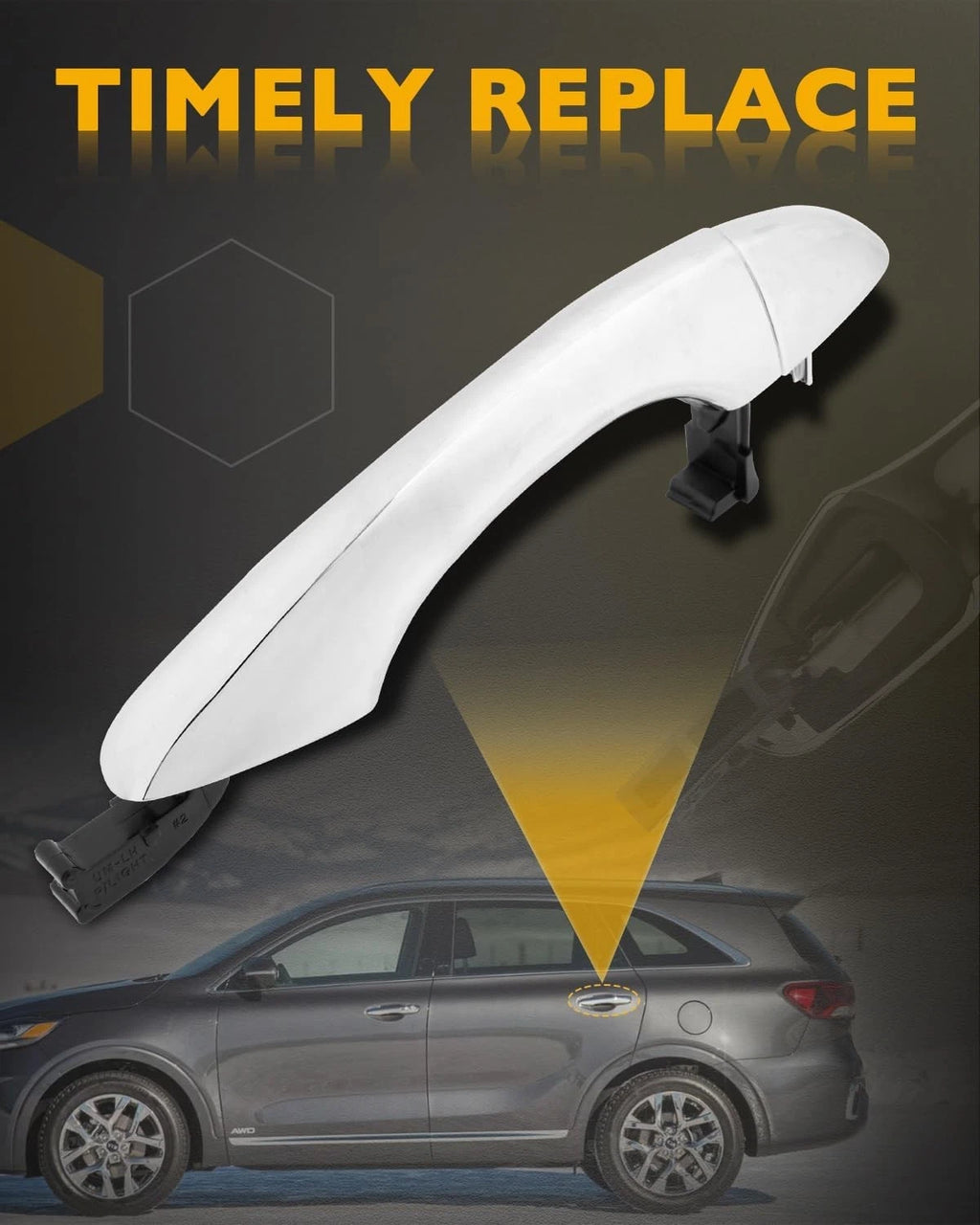 Rear Driver Side Exterior Door Handle w/ End Cap Cover for Kia Sorento (2016–2020)