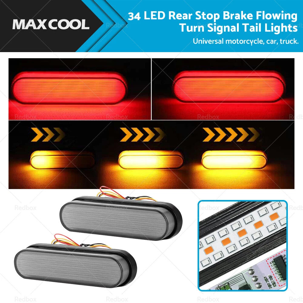 34LED Rear Stop Brake Flowing Turn Signal Tail Light for Trailer Truck