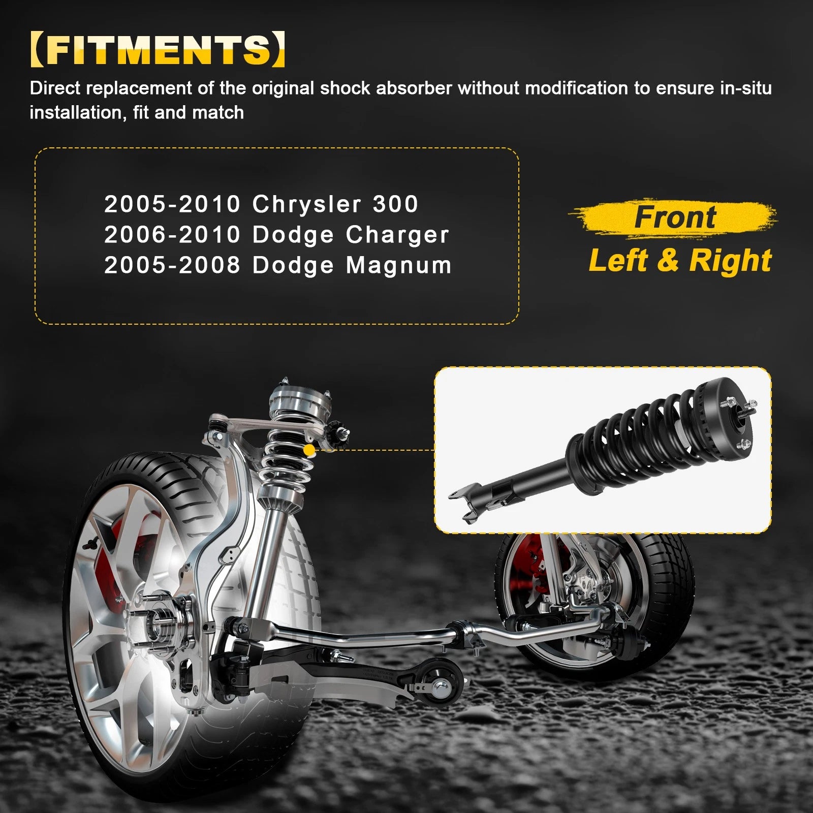Set of 2 Front Complete Struts for Dodge Charger, Chrysler 300