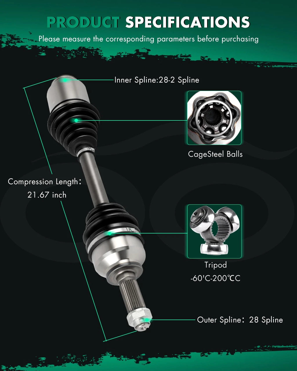 Front Right CV Axle for Mazda 3 2.0L 2005–2009, 2.3L 2007–2009