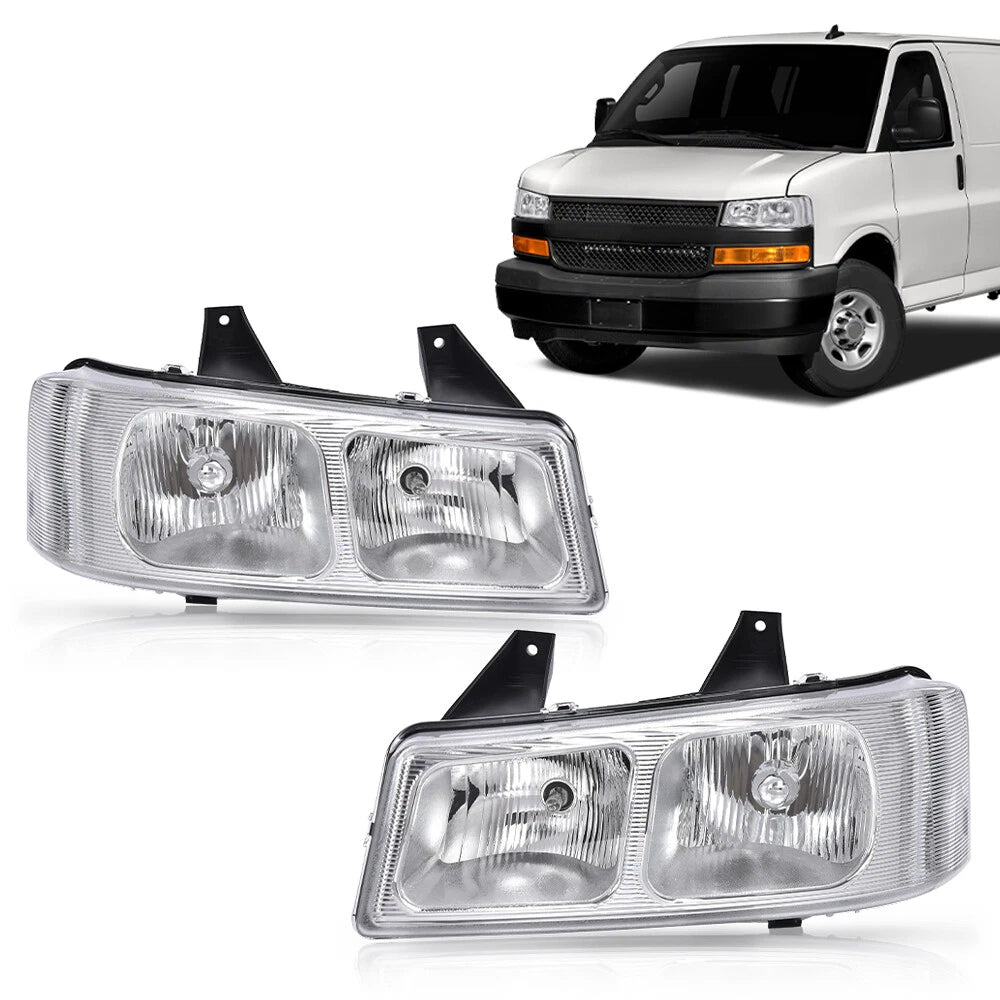 Chrome Headlights for Chevy Express GMC Savana Van (2003–2025)
