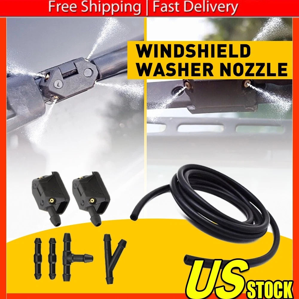 Pair Adjustable Windshield Washer Nozzles for Universal Vehicles