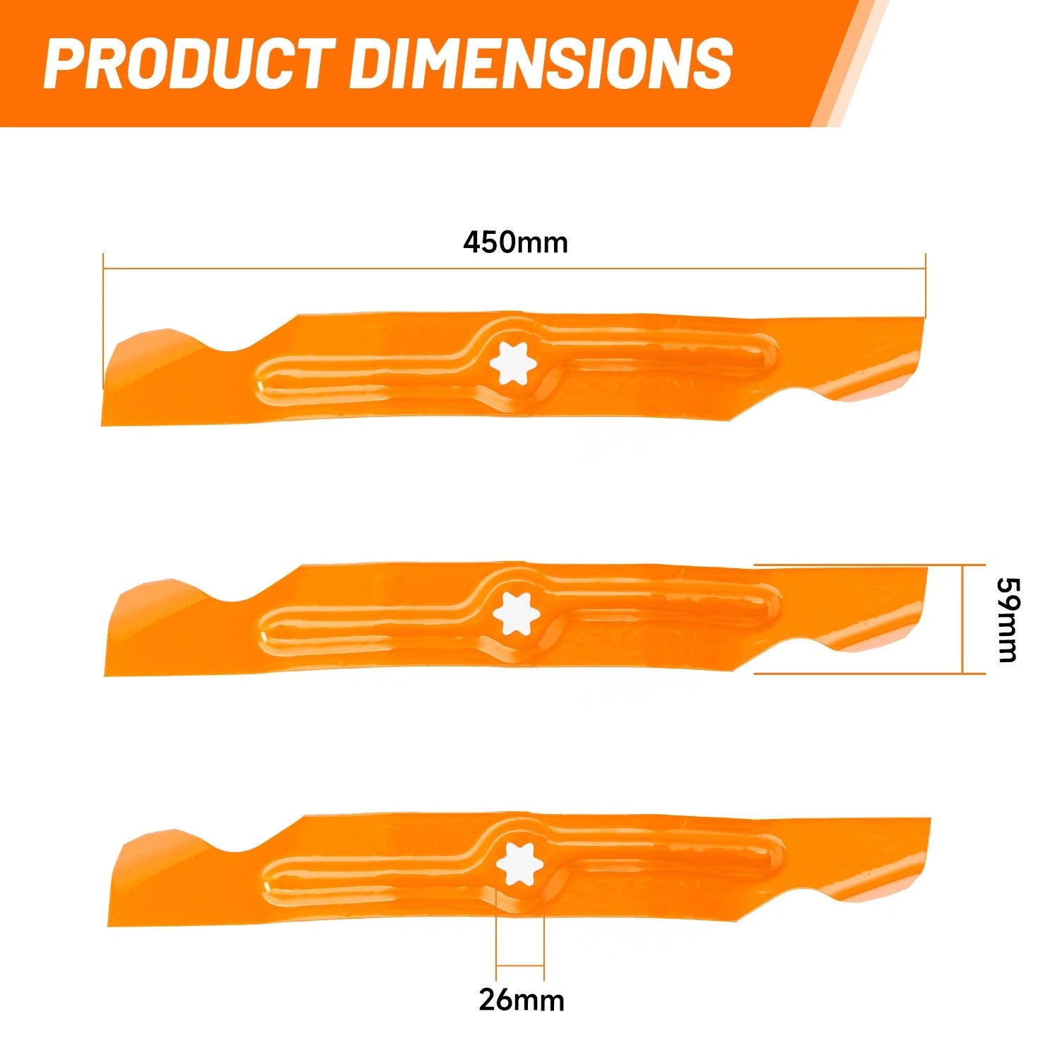 3PK 6 Point Star Blades for Cub Cadet RZT 50 (2010–2023)