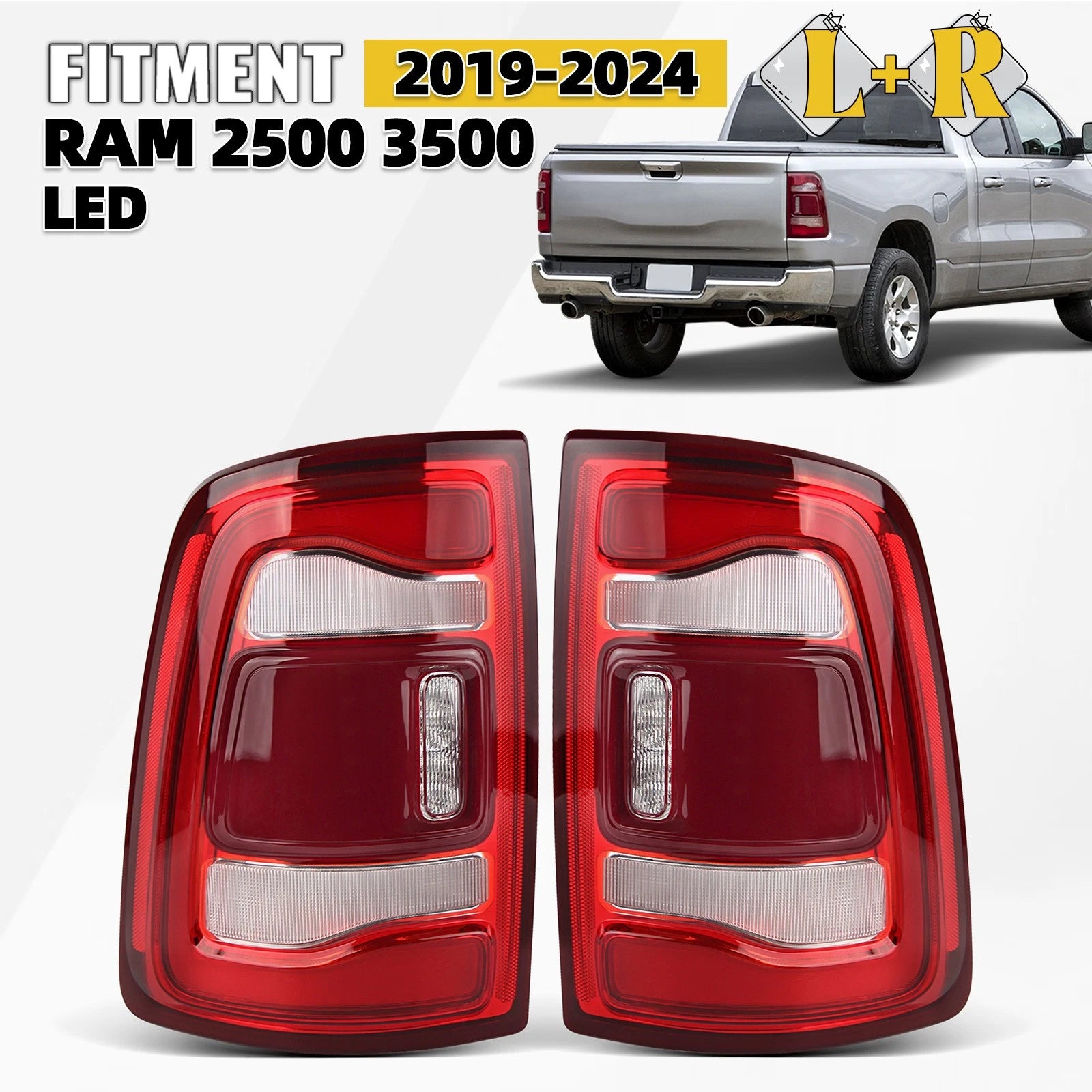 LED Tail Light Bezel Pair for RAM 2500 3500 (2019–2024)