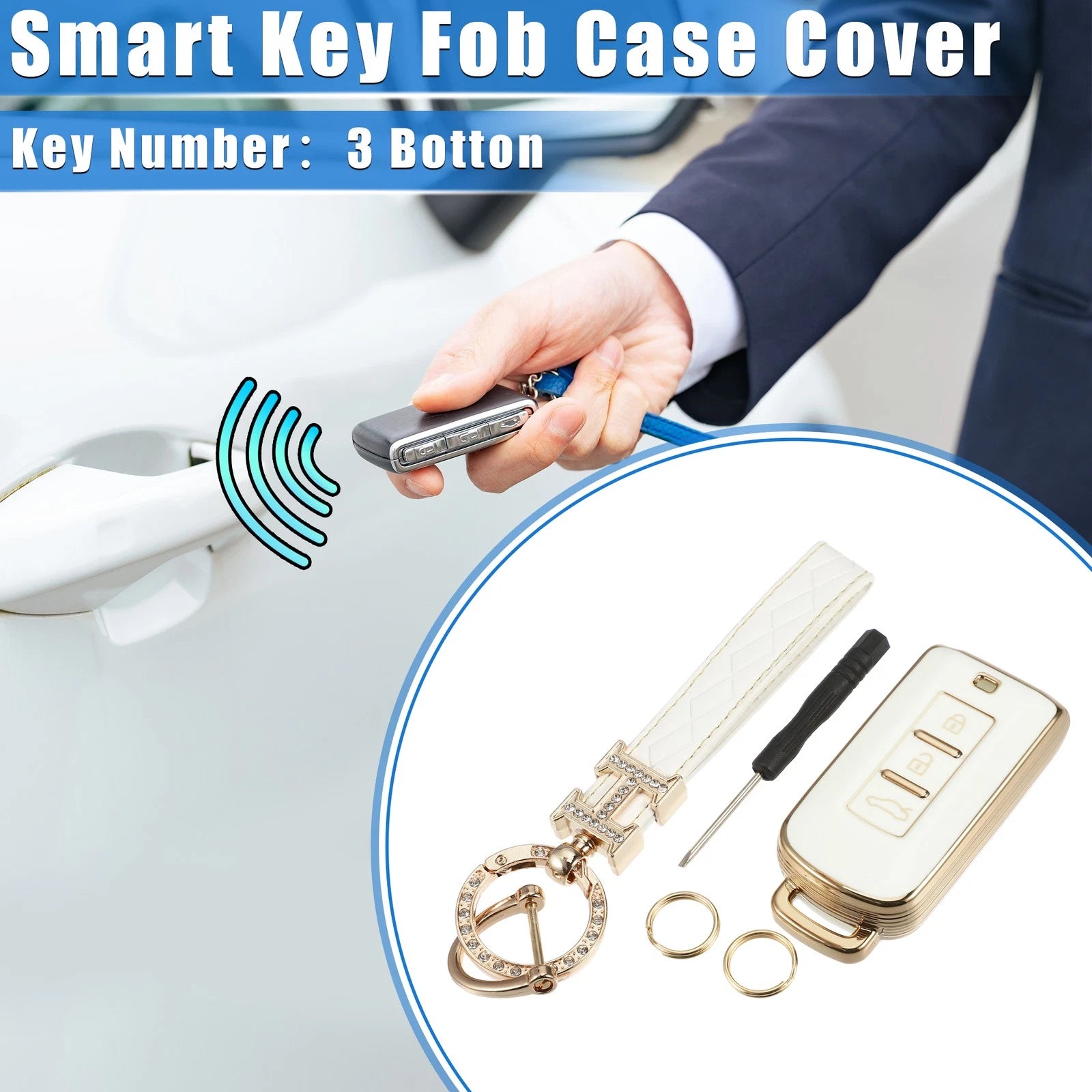 Remote Keyless Key Fob Cover Kit for Mitsubishi Outlander (2013–2021)