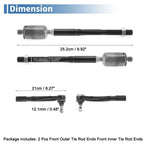 Set of 4 Front Inner Outer Tie Rod End Links for Toyota Solara (2004–2008) No. ES80603/EV420