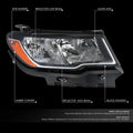 Right Headlight for Jeep Compass (2017–2021) Black Housing Amber Corner