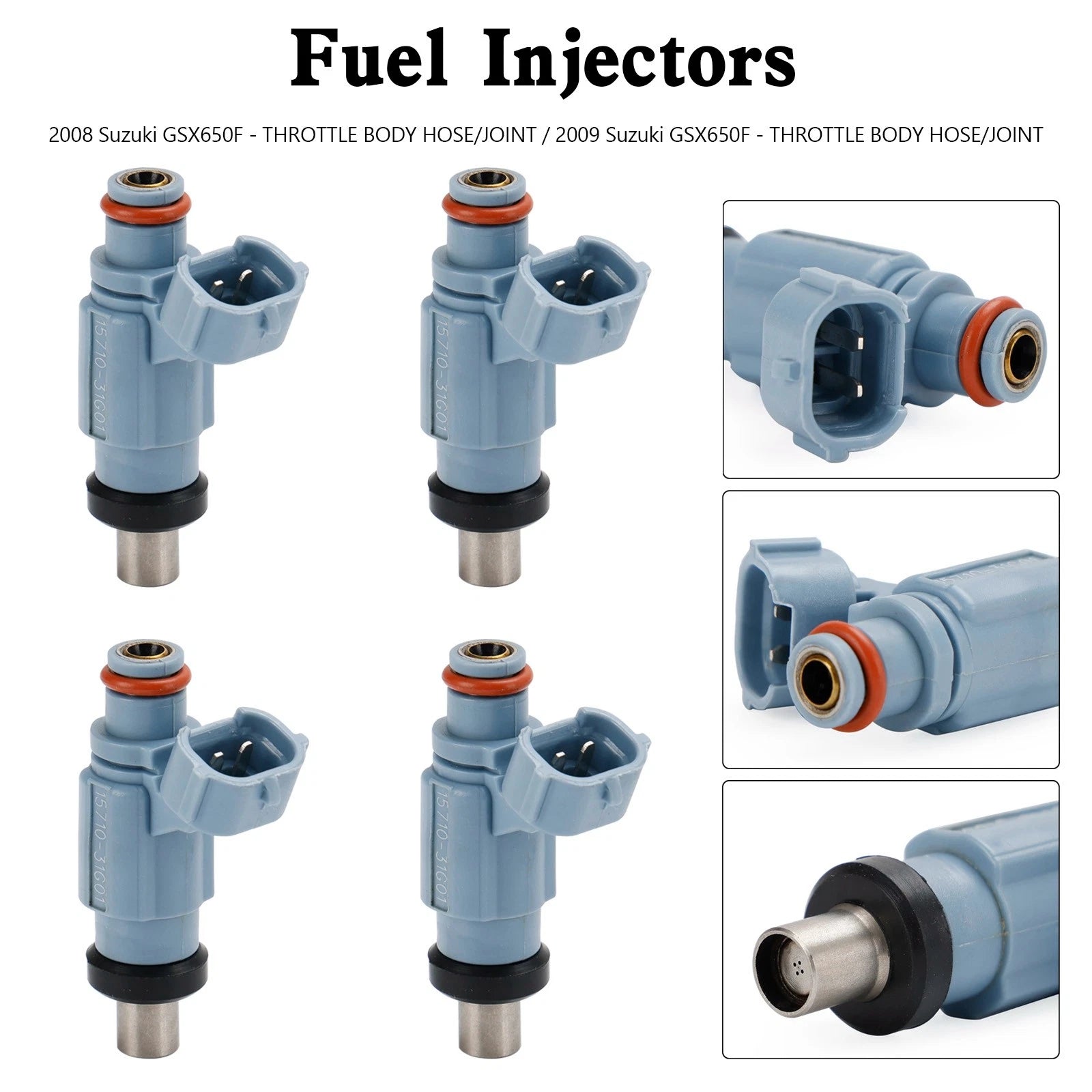 Set of 4 Fuel Injectors 15710-17H00 for Suzuki GSX650F Katana (2008–2009)