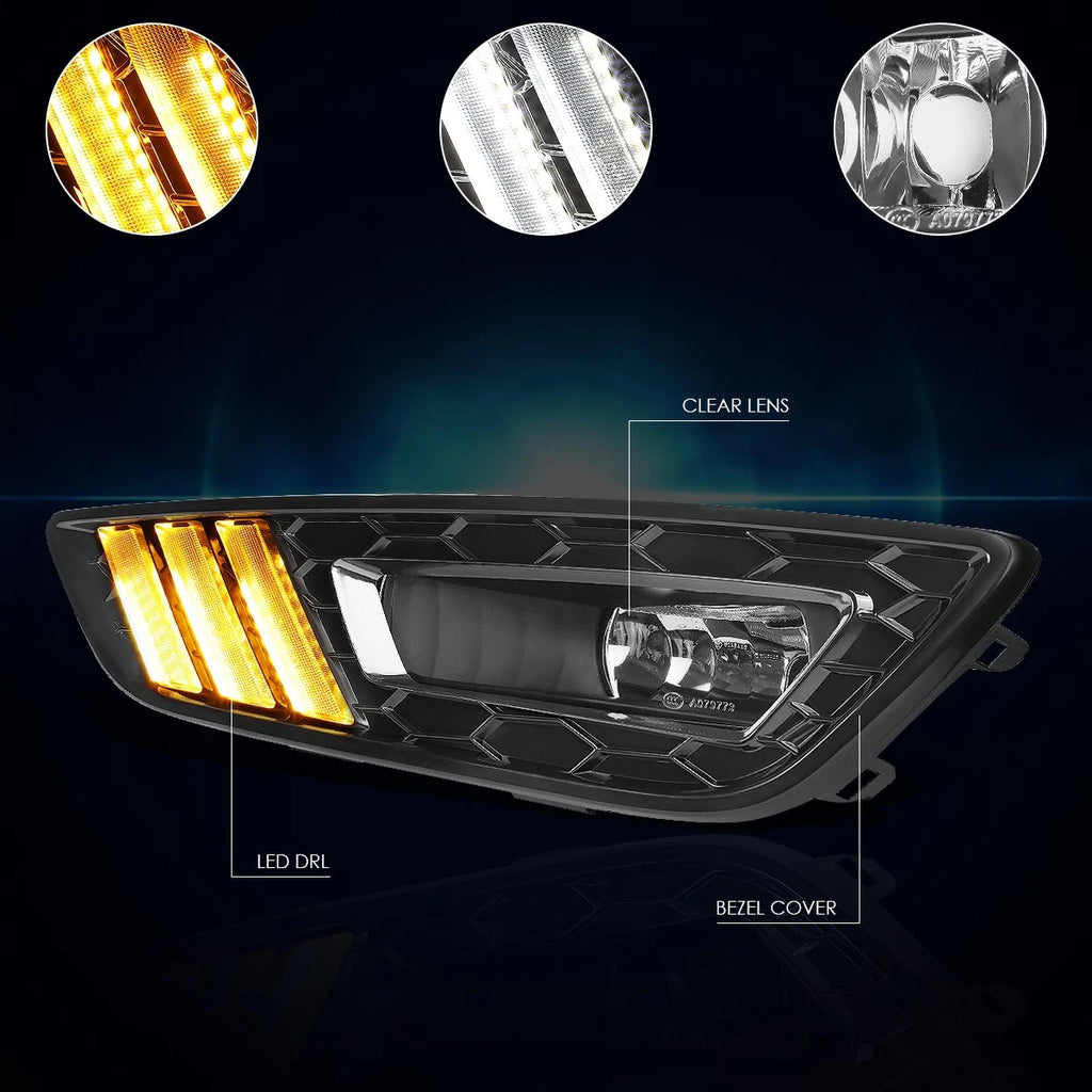 Set of 2 Clear Lens Bumper Fog Lights for Ford Focus (2015–2017)