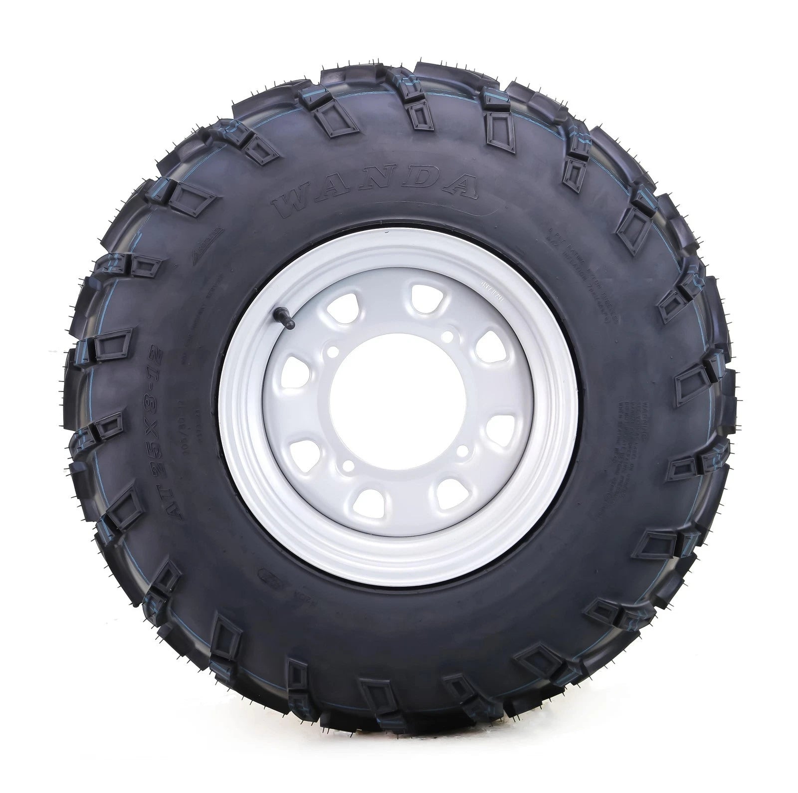 Set of 2 WANDA ATV Tires + Wheels 25x8-12 6-Ply 4-156/4+3 OS Silver