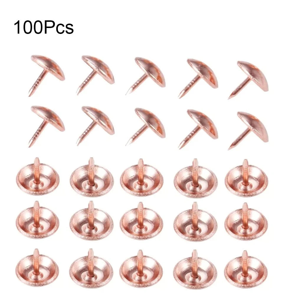 100Pcs Upholstery Nails for Furniture, Jewelry Box, Sofa - Rose Color