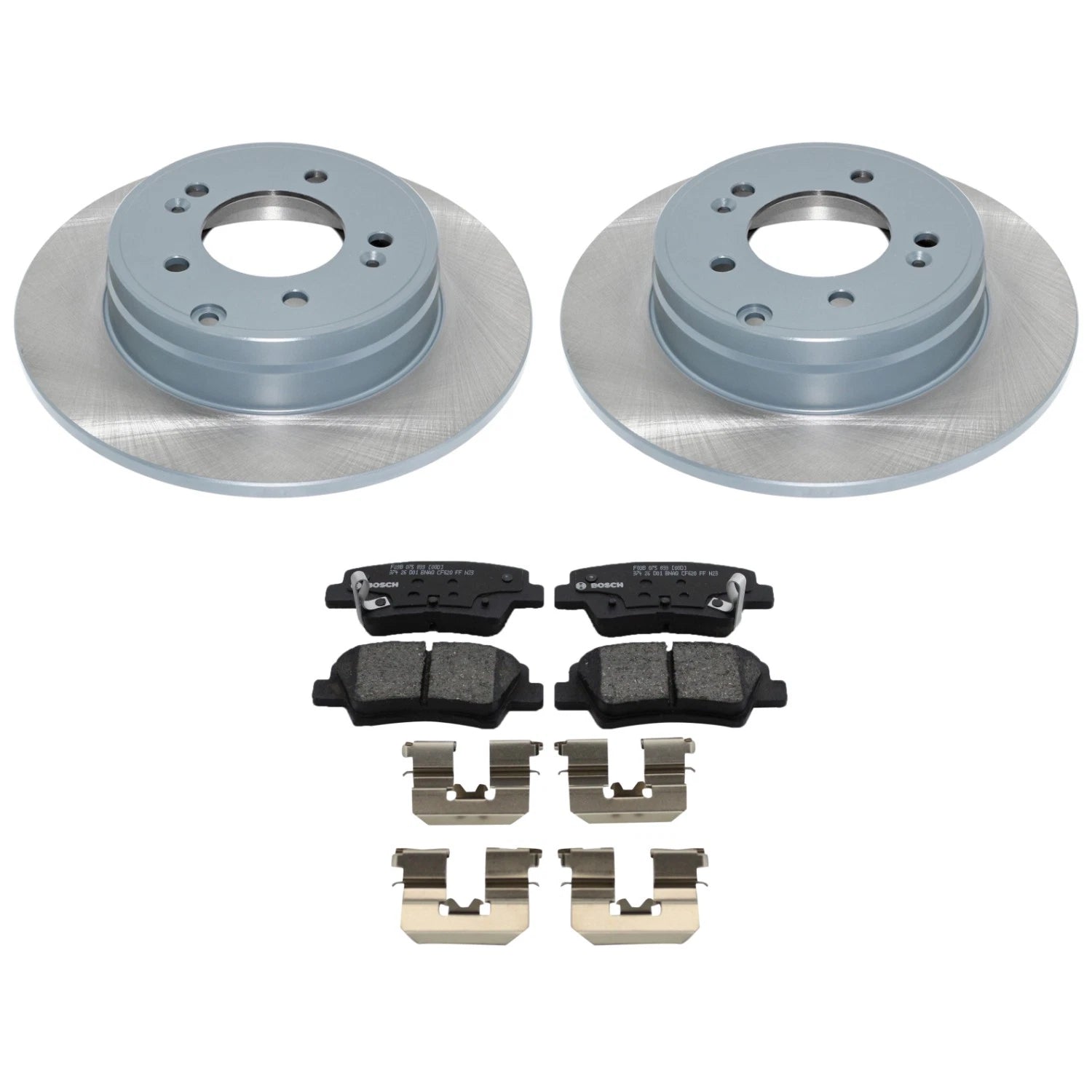 Set of 2 DuraGo Rear Rotors & Bosch QuietCast Pads for Optima (FWD)