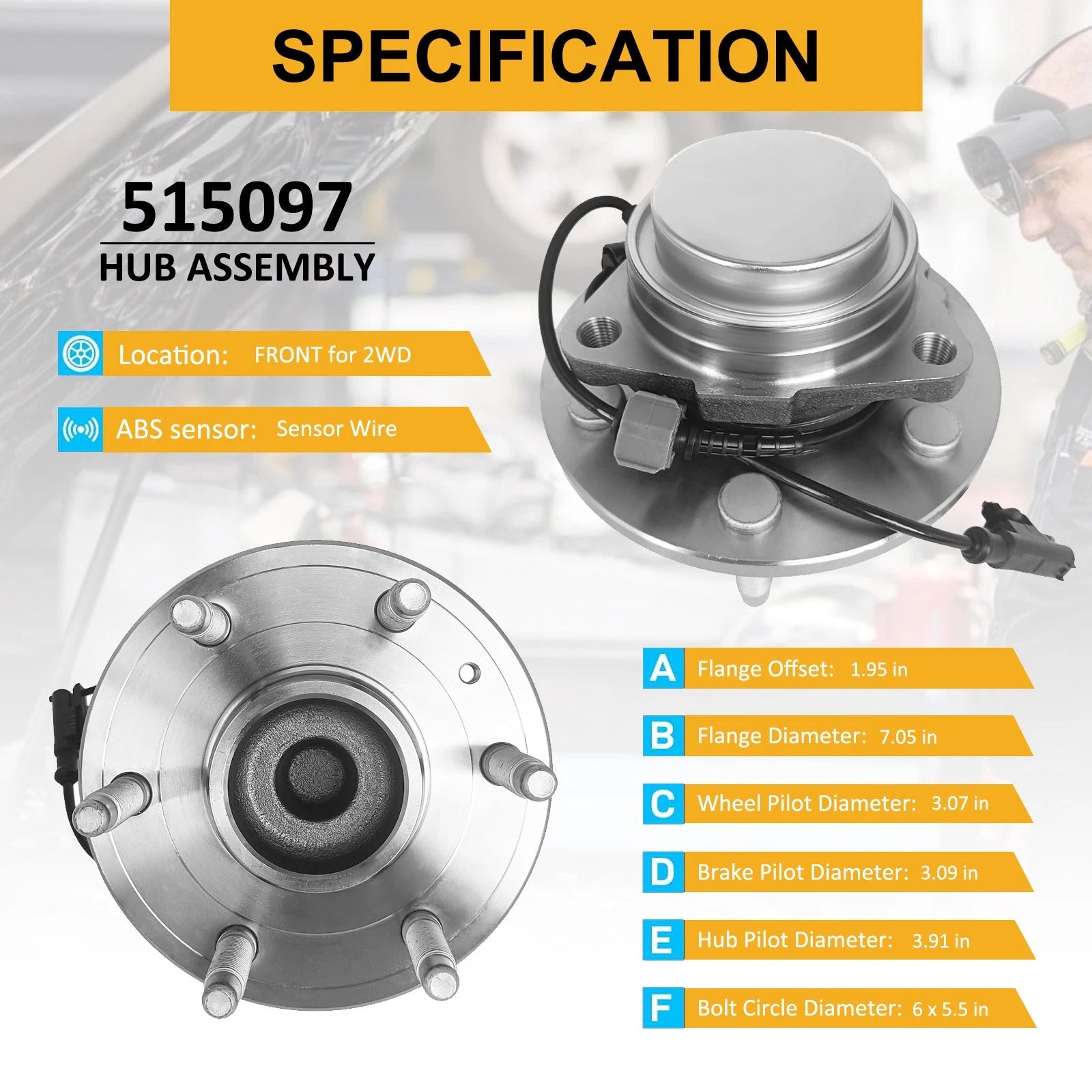 2WD Pair Front Wheel Bearing and Hubs for GMC Yukon XL 1500 (2007–2014)