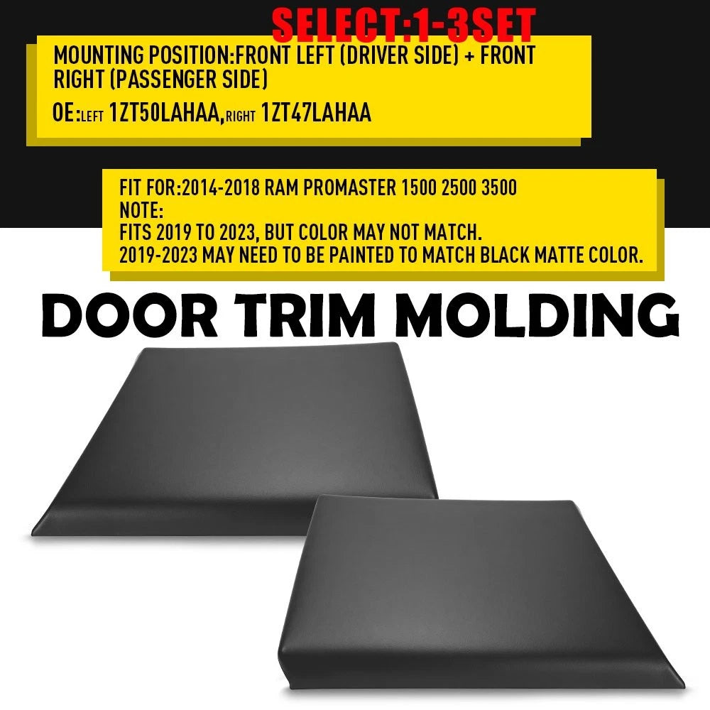 Set of 2 Front Gray Door Molding Trim for Ram Promaster 1500 2500 3500 (2014–2018)