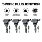 4x Ignition Coils + Spark Plugs UF764 for Genesis G70 (2019–2022), G80 (2017–2020), G90 (2017–2019)