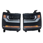 Set of 2 Headlight Assemblies for Chevy Silverado 1500 (2016â2018) HID LED DRL