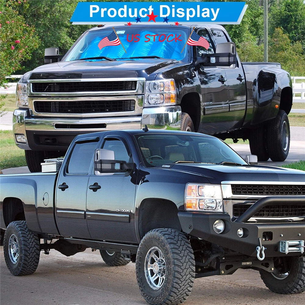 Chrome Power Heated Tow Mirrors with Dynamic LED Signal for GMC Sierra 1500 (2007–2013)