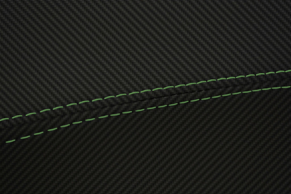 Console Lid Armrest Cover for Ford Explorer (2011–2019) Carbon Fiber Green Stitch