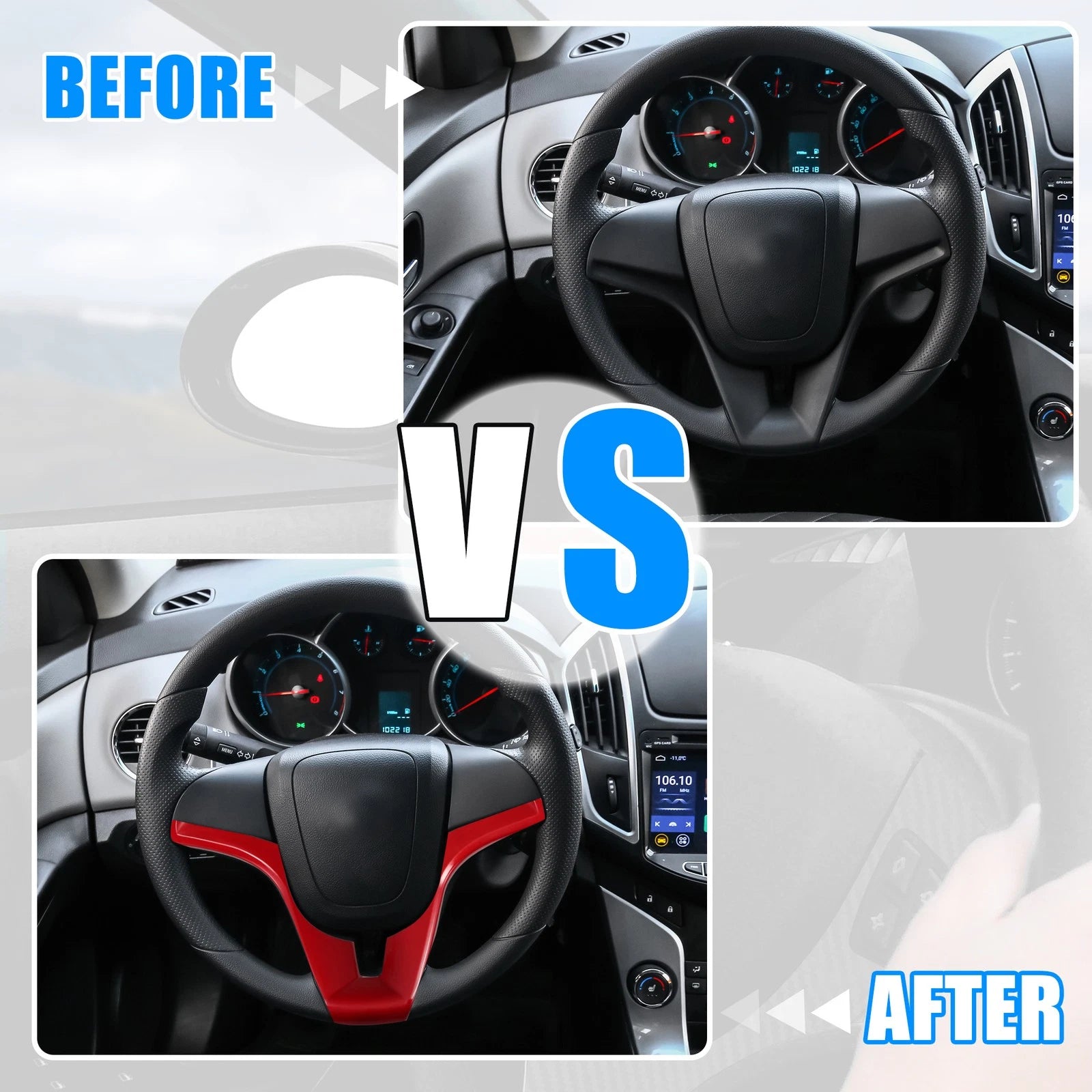 Red ABS Plastic Steering Wheel Cover Trim for Chevrolet Cruze (2010–2015)