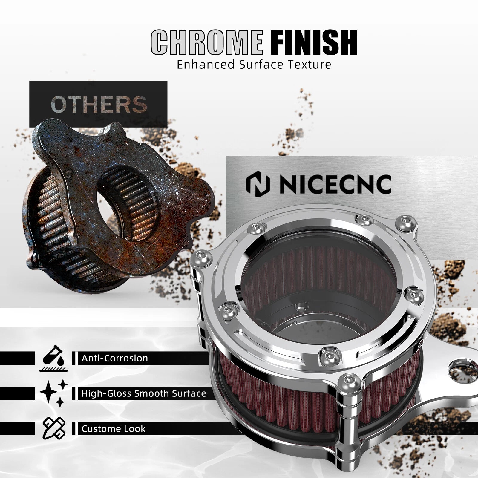 Chromed Air Filter Cleaner for Harley Sportster 883 (2004–2023)