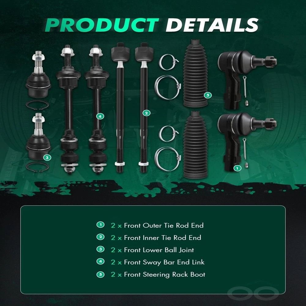 Front Lower Tie Rod Ball Joints Sway Bar End Link for Ram 1500 (2013–2018)