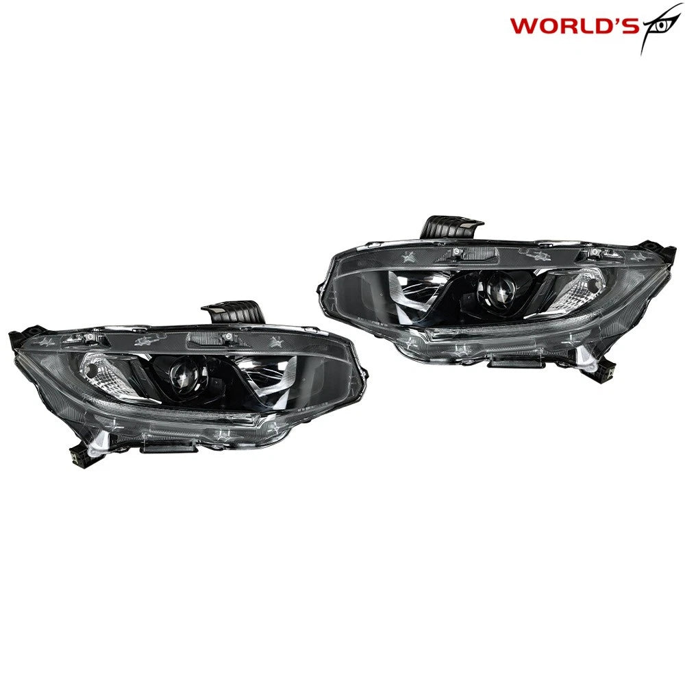 Projector Headlights for Honda Civic (2016–2021) Halogen LED DRL Black