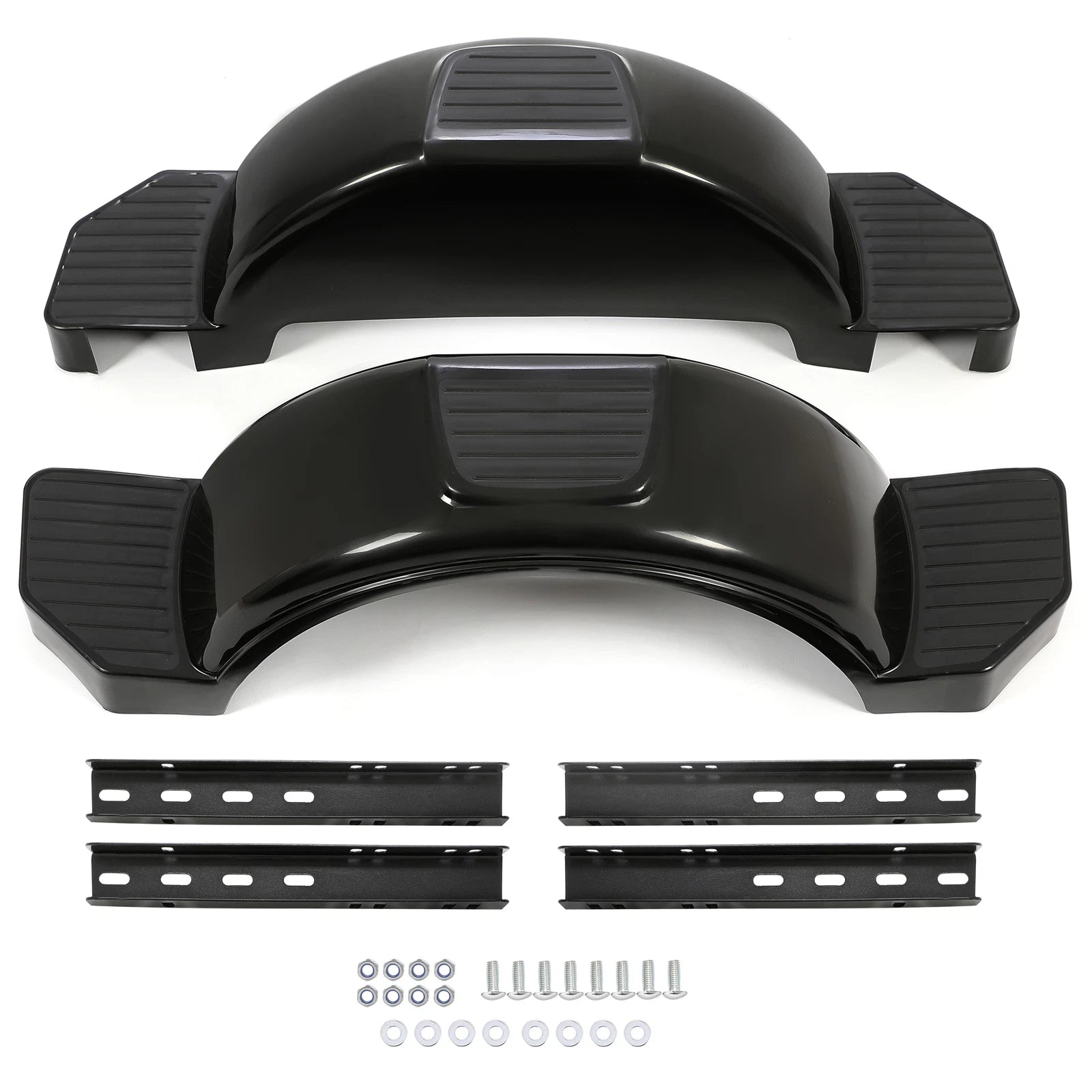 Set of 2 Glossy Black Single Axle Trailer Fenders for 13" Wheels