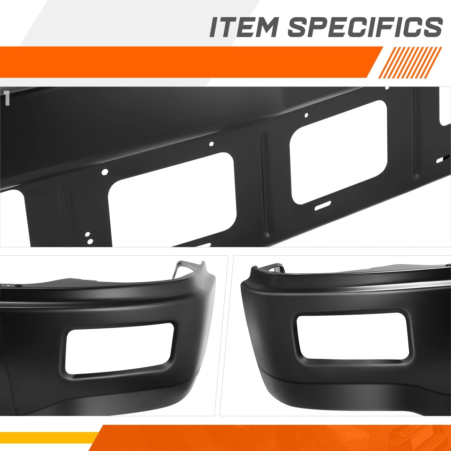 Front Bumper Face Bar for Chevy Silverado 1500 (2014–2015) w/ Fog Lamp Cutouts Black