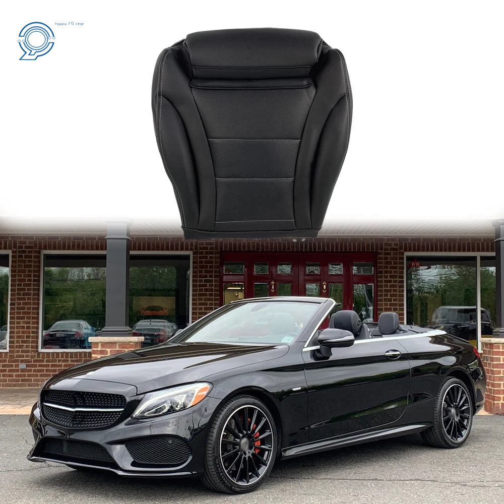Driver Left Bottom Seat Cover for Mercedes Benz C300 (2015–2021) Black Leather