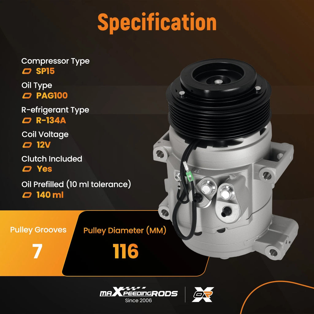 AC Compressor w/Clutch for Toyota Tacoma 2.7L 4.0L (2005–2015) CO10835C 883200406