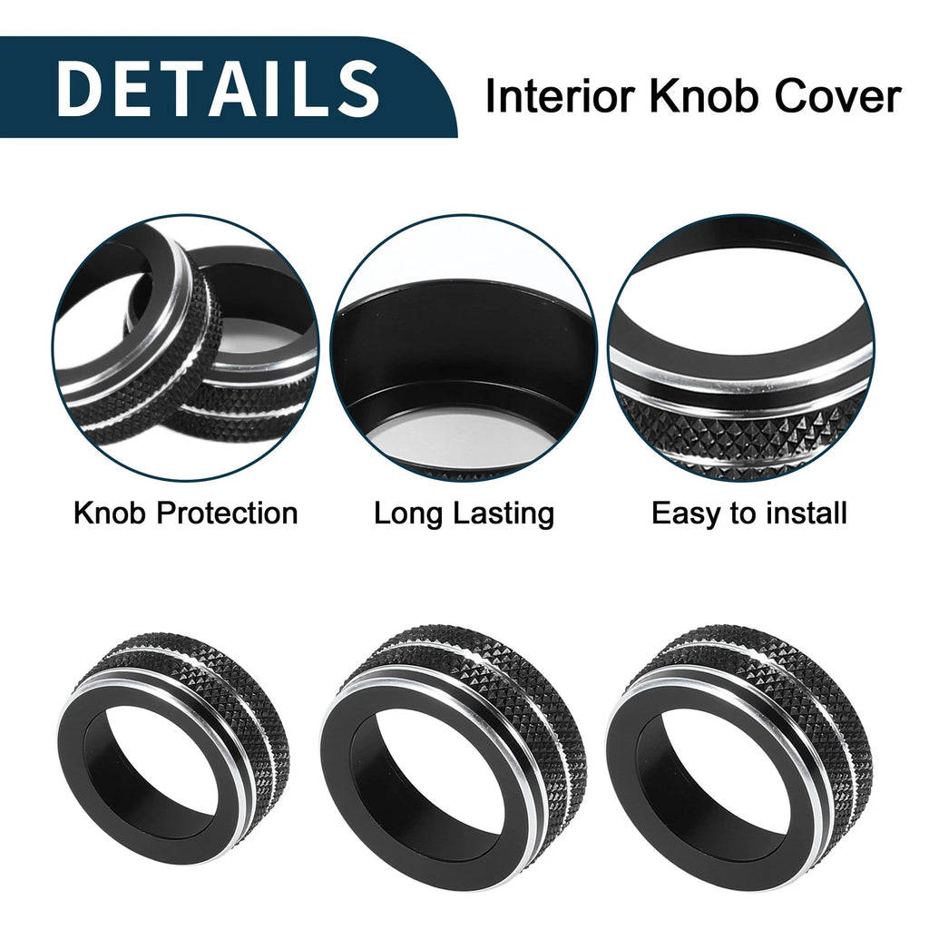 Set of 3 AC Climate Heater Switch Knob Cover Rings for Audi A3 8V (2014–2020)