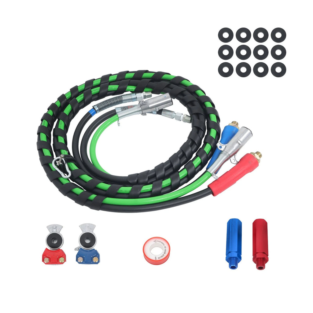 Set of 3 Air Line Hose Assemblies for Semi Truck Tractor Trailer (12 FT)