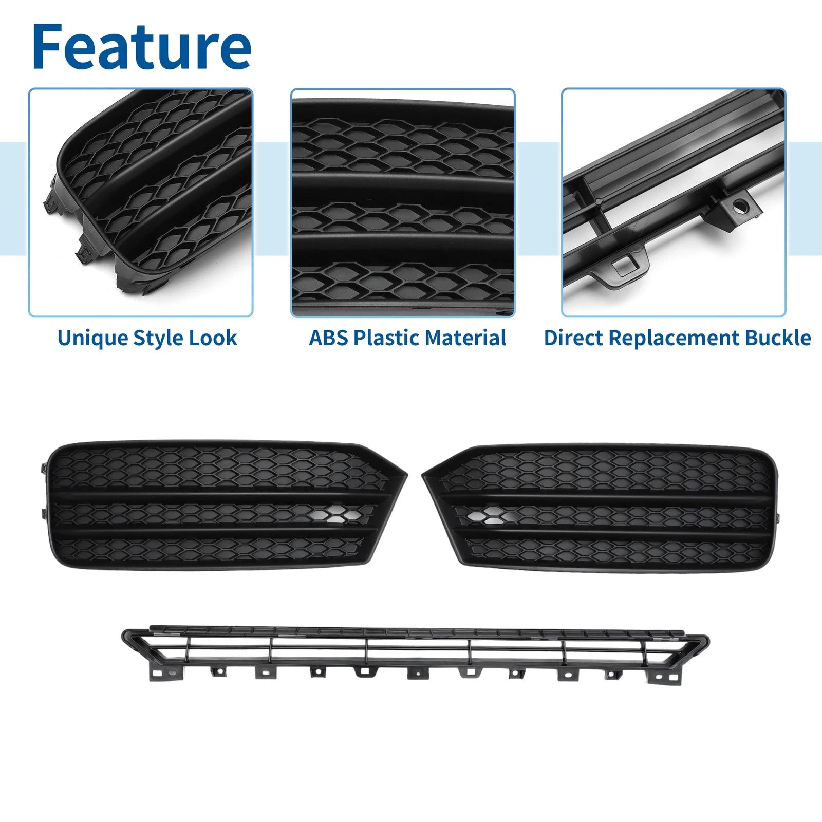Set of 1 Front Lower Bumper Grille Grill for Audi A1 (2015–2018) 8XA807681 Black