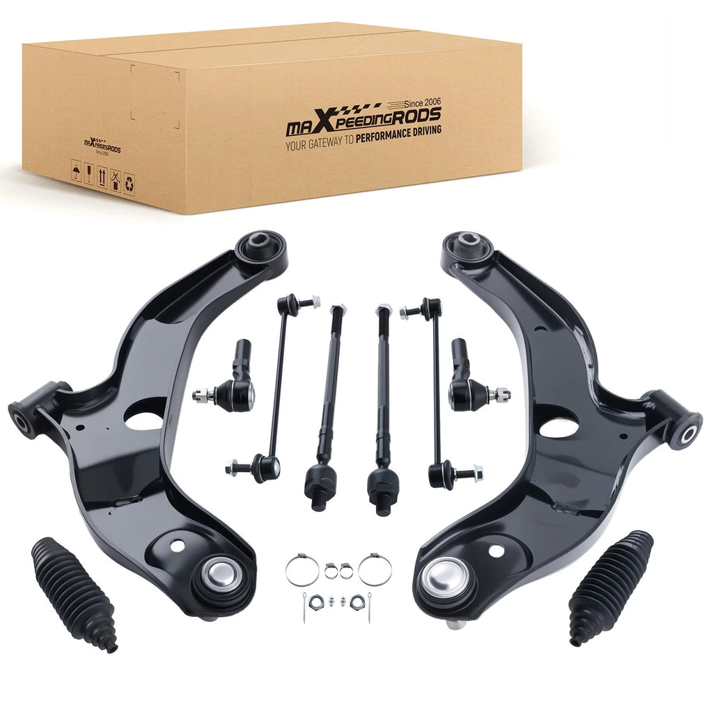 10pc Front Lower Control Arm Ball Joint Tie Rod End for Mazda Protege (2001–2003)