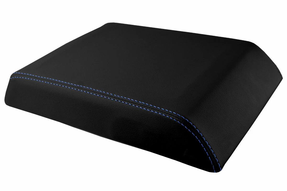 Leather Console Lid Armrest Cover for Hummer H2 (2003–2007) Blue Stitch