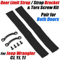 2X Footman Loops Door Limit Straps & Screws Kit for Jeep Wrangler (CJ YJ TJ)