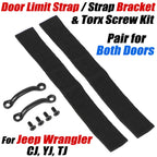 2X Footman Loops Door Limit Straps & Screws Kit for Jeep Wrangler (CJ YJ TJ)
